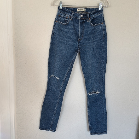 Abercrombie & Fitch Curve Love The Skinny High Rise Distressed Jeans Size 25 - Picture 3 of 10
